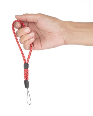 İpi tutan anahtarlık beyaz arkaplanda izole edildi.