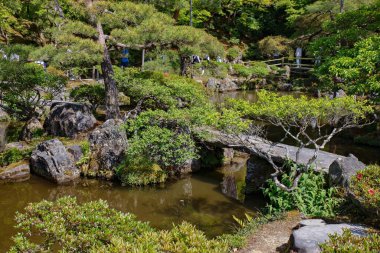 Ginkakuji Tapınağı (Gümüş Pavyon) ve onun pitoresk arazisi, Kansai Eyaleti, Kyoto, Japonya.