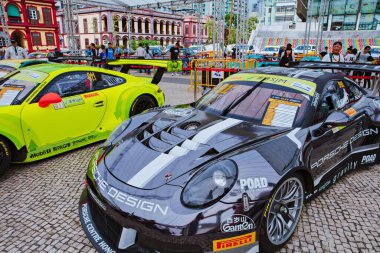 Macau, Çin - 11 Kasım 2018: Macau Grand Prix Ünlü Otomobil ve Motosiklet Fuarı.
