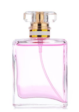 Beyaz arka planda izole edilmiş parfüm şişesi kozmetik şişeleri.