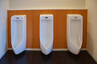 Kamu parkındaki beyaz seramik erkek tuvaletini kapatın..