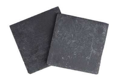 siyah taş boş dikdörtgen, kare çanak beyaz arkaplan izole.