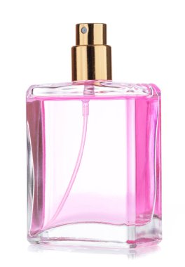 Beyaz arka planda izole edilmiş parfüm şişesi kozmetik şişeleri.