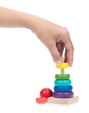 Oyuncak Eğitimsel Beyin Geliştirme Renk Tanıma Oyuncakları Beyaz arka planda izole edilmiş.