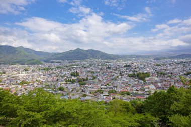 Yamanashi, Japonya - 19 Mayıs 2019: Yamanashi, Japonya 'daki Chureito Pagoda.