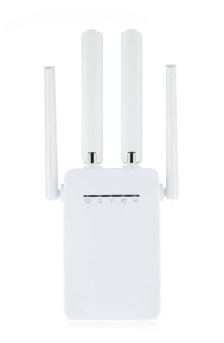 Kablosuz kablosuz yönlendirici beyaz arkaplanda izole edildi.