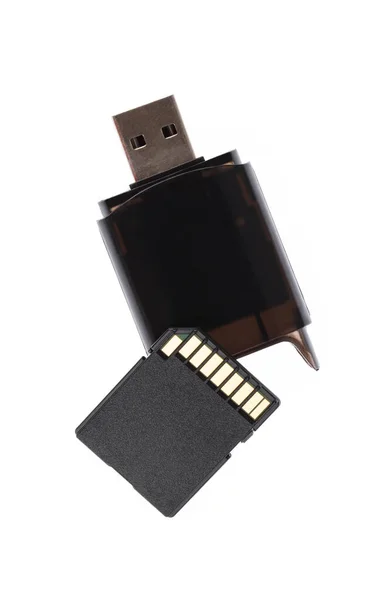 Black Pendrive Isolated White Background — Stock Photo, Image