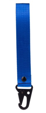 Karabinalı anahtar tutucu beyaz arkaplanda izole edildi.