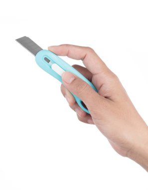 Beyaz arka planda izole edilmiş el yapımı kesici bıçak.