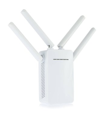 Kablosuz kablosuz yönlendirici beyaz arkaplanda izole edildi.