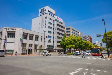 Osaka, Japonya, 11 Mayıs 2018: Himeji Kalesi 'ne giden ana yol. 