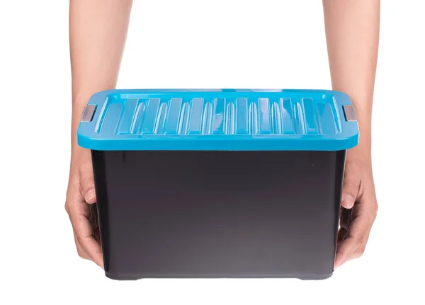 手押し箱白い背景に隔離されたプラスチック容器 — ストック写真