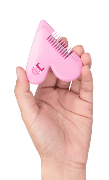 Hand Holding Female Pubic Hair Shaver Placed Isolated White Background — Stock Photo, Image