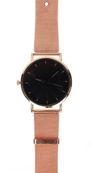 Luxo Subiu Relógios Ouro Para Mulheres Isoladas Fundo Branco — Fotografia de Stock