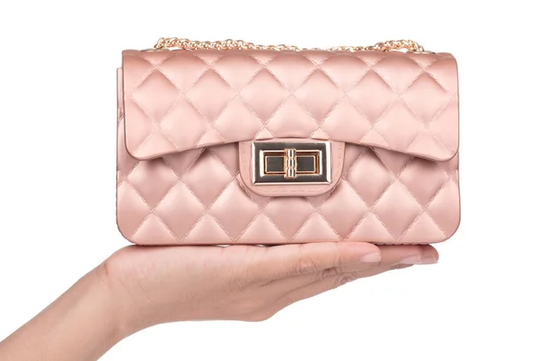 Handtaschen Für Frauen Farbe Roségold Isoliert Auf Weißem Hintergrund — Stockfoto