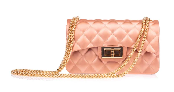 Luxurious Gold Chain Shoulder Bags Women Color Rose Gold Isolated — Stock Photo, Image