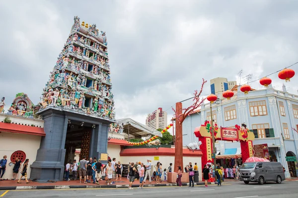 Singapore Feb 2017 Sri Mariamman Hindu Temple Chinatown Singapore — стокове фото