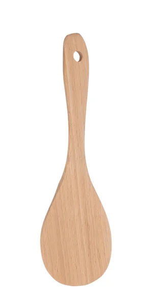 Trä Paddla Spoon Isolerad Vit Bakgrund — Stockfoto