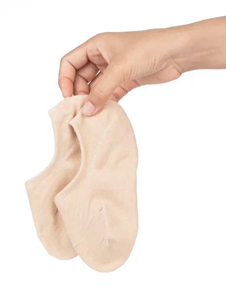 Hand Holding Short Socks Isolated White Background — Stock Photo, Image