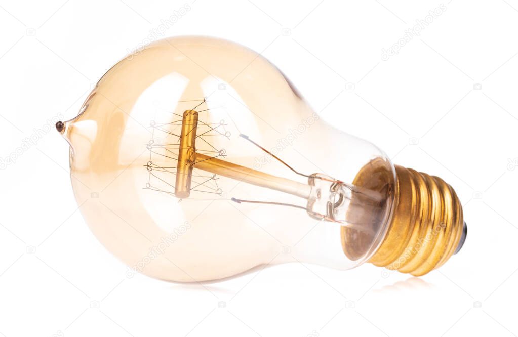 Vintage bulb lamp isolated on a white background