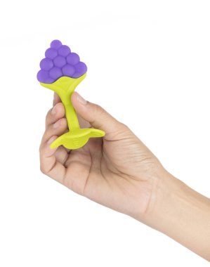 Silikon Bebek Teether Çocuk Isırık Oyuncakları Beyaz arka planda izole edilmiş