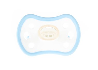 Silikon bebek yatıştırıcıları beyaz bir sırtüstü izole edilmiş