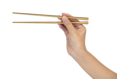 El ele tutuşan Altın Çubuklar beyaz arka planda izole