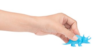 Beyaz arka planda izole edilmiş dinazor oyuncağı.