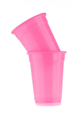 Beyaz arkaplanda izole edilmiş plastik cam.