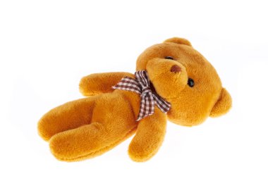 Güzel oyuncak oyuncak peluş oyuncak Beyaz Arkaplanda izole edilmiş küçük bebek