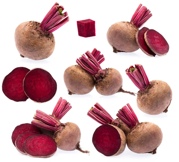 Σύνολο Beetroot Απομονωμένων Λευκό Φόντο — Φωτογραφία Αρχείου