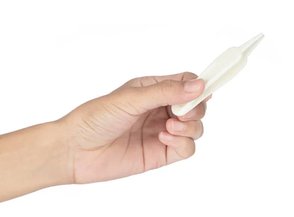 Hand Holding Nasal Tweezers Geïsoleerd Een Witte Achtergrond — Stockfoto