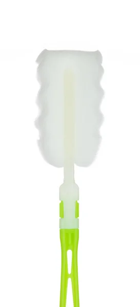 Groen Van Sponge Cleaning Brush Geïsoleerd Witte Achtergrond — Stockfoto