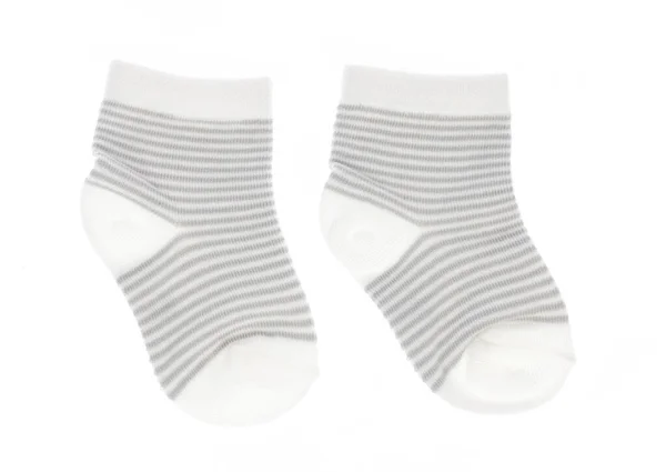 Νεογέννητα Κάλτσες Μωρό Απομονώνονται Λευκό Φόντο — Φωτογραφία Αρχείου