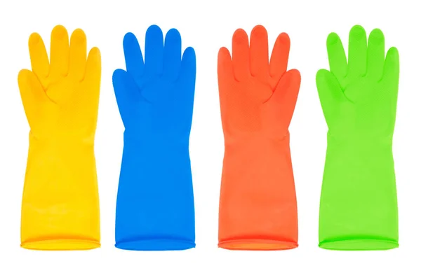 Kolekcja Plastikowe Rękawice Izolowane Białym Tle — Zdjęcie stockowe