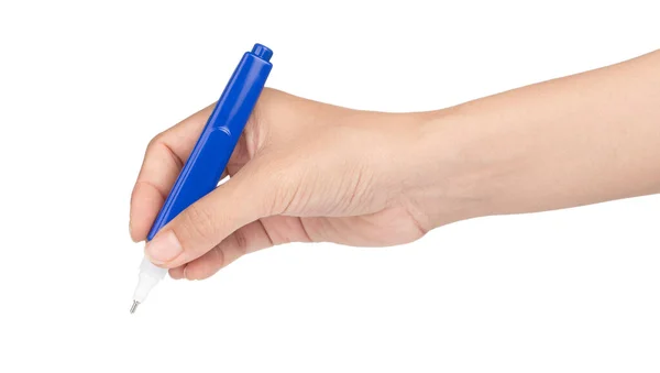 Hand Holding Squeeze Correction Pen Isolated White Background — Stock Photo, Image