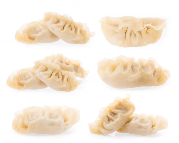 Verzameling Van Witte Achtergrond Geïsoleerde Wontons — Stockfoto