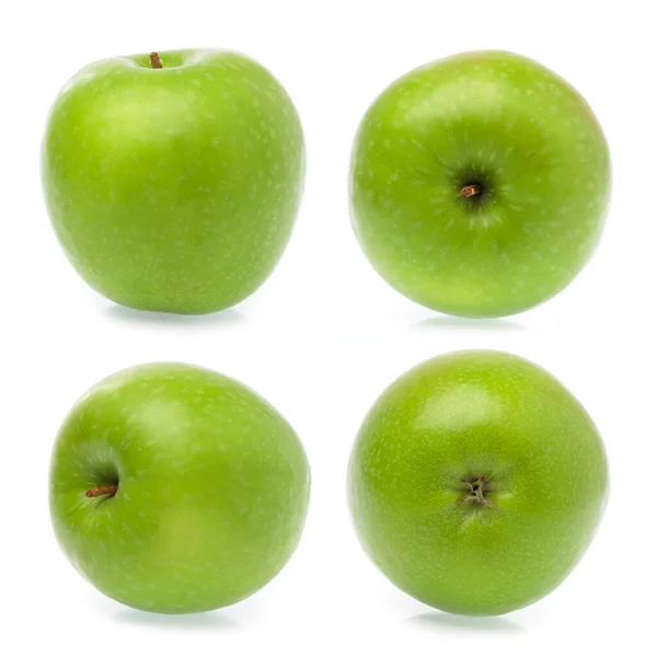 Sammlung Grüner Apfel Isoliert Auf Weißem Hintergrund — Stockfoto