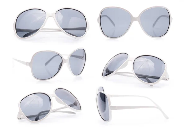 Collezione Occhiali Sole Lusso Isolati Sfondo Bianco — Foto Stock