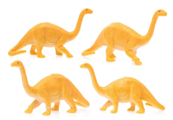 プラスチック製のアパトサウルスのコレクション 白い背景に孤立した恐竜のおもちゃ — ストック写真