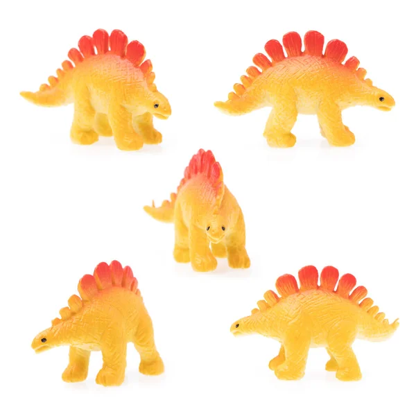 Coleção Brinquedo Dinossauro Isolado Fundo Branco — Fotografia de Stock