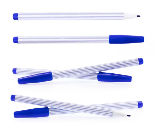 Zestaw Blue Magic Pen Izolowany Białym Tle — Zdjęcie stockowe