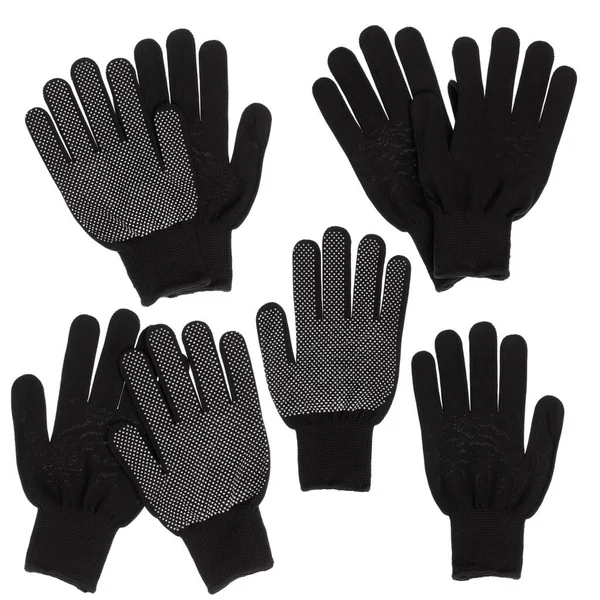 Kolekcja Czarnych Rękawiczek Izolowanych Białym Tle — Zdjęcie stockowe