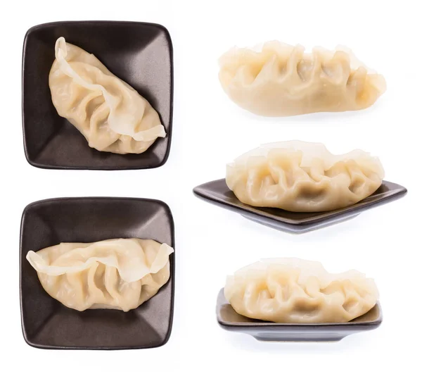 Verzameling Van Wontons Schotel Geïsoleerd Witte Achtergrond — Stockfoto