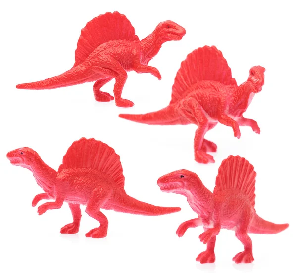 Kleine Dinosaurussen Speelgoed Geïsoleerd Witte Achtergrond — Stockfoto