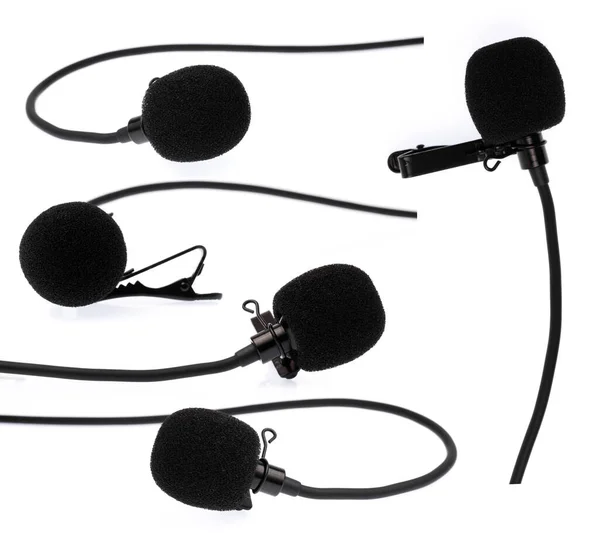 Набор Инструментов Microphone Lapel Lavalier Изолирован Белом Фоне — стоковое фото