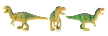 Beyaz arkaplanda izole edilmiş dinozor oyuncağı koleksiyonu