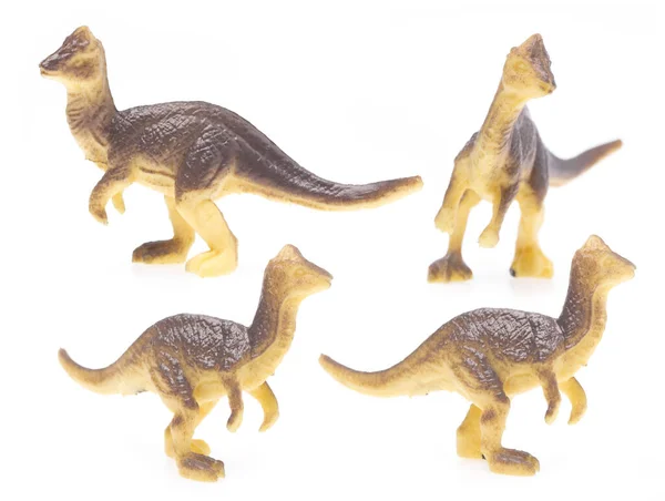 Coleção Dinossauro Plástico Brinquedo Isolado Fundo Branco — Fotografia de Stock