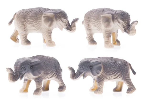 Sammlung Von Spielzeug Aus Kunststoff Elefant Isoliert Auf Weißem Hintergrund — Stockfoto
