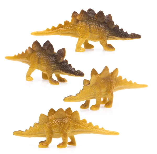 Collectie Van Speelgoed Plastic Kentrosaurus Dinosaurus Geïsoleerd Witte Achtergrond — Stockfoto